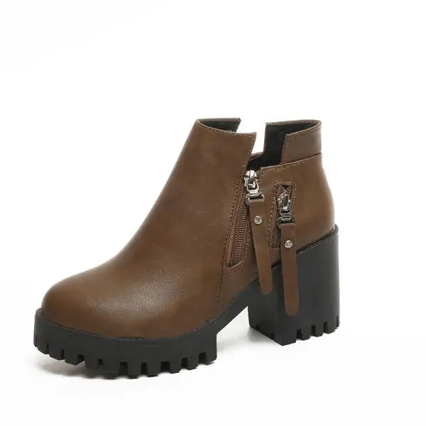 2 Bootee/женские ботинки г. Женская обувь на низком каблуке сабо на массивном каблуке, на платформе, с круглым носком, женские сапоги до середины икры на высоком каблуке, Осень-зима - Цвет: 2