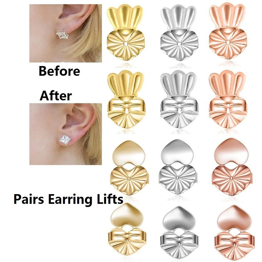 

Fashion 17 Styles Hypoallergenic Earring Lifter Fits All Earlobe Stud Back Nut Lift Support Post Earrings For Women