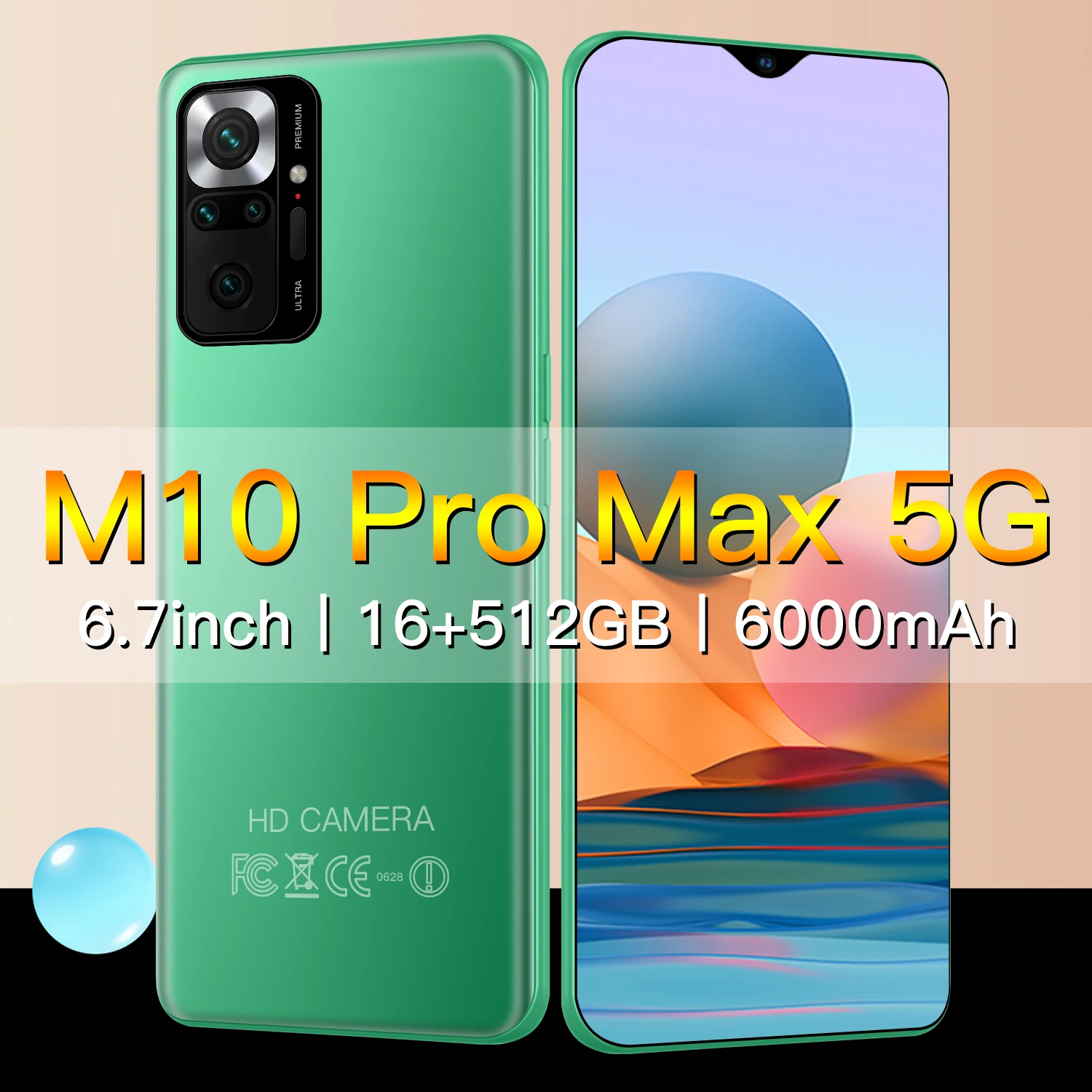 

New Arrival M10 Pro Max 6.7Inch Smartphone Global Version 16+512GB Dual SIM 24+48MP 6000mAh Fast Shipping 5G Network Smart Phone
