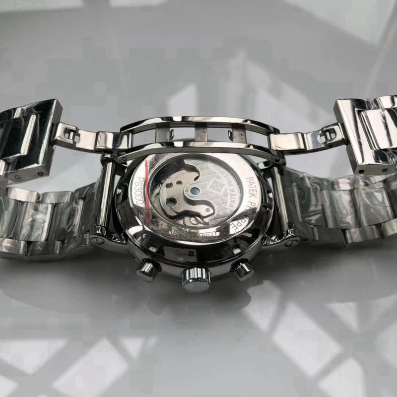 

New Automatic Mechanical Men Watch Silver Blue Stainless Steel Transparent Sapphire Glass AAA Glide Watches 111