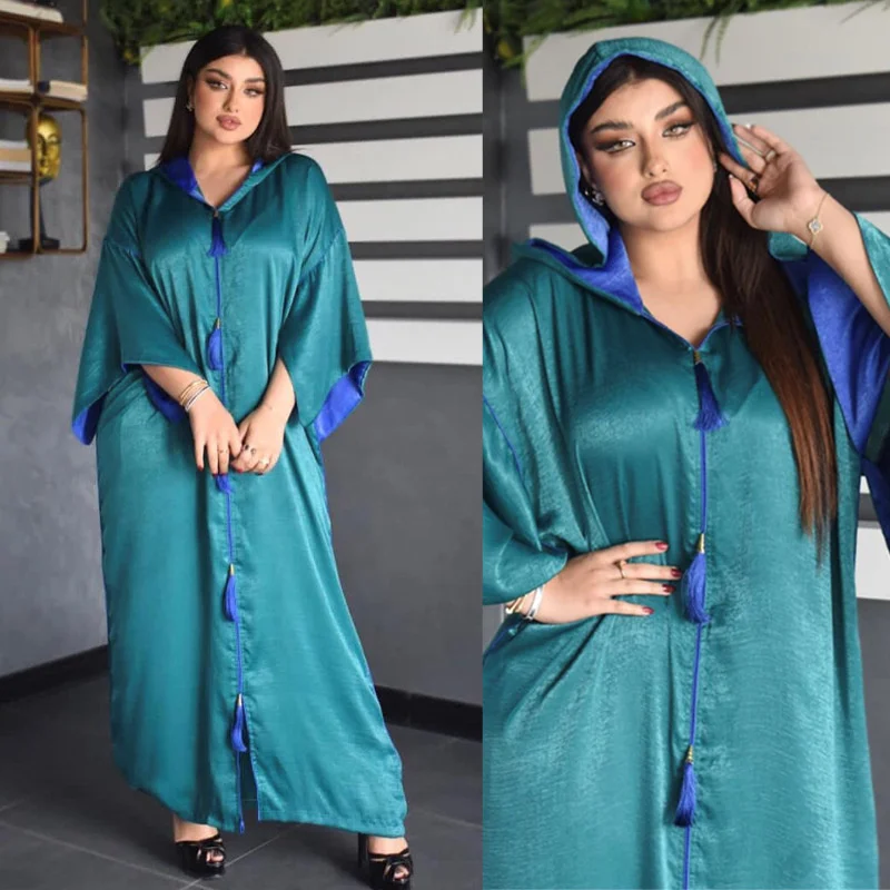 

Ramadan Eid Muslim Velvet Abaya Hoodies Tassels Arab Dress Islamic Hijab African Dashiki Jalabiya Long Robes Longue Musulmane