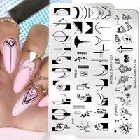 nicole diary 237 french line flower nail stamping plates geometric leaf floral stainless steel nail art stamp stencil