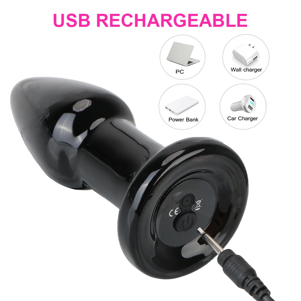 Анальная пробка из гладкого стекла для взрослых 10 режимов интимные игрушки