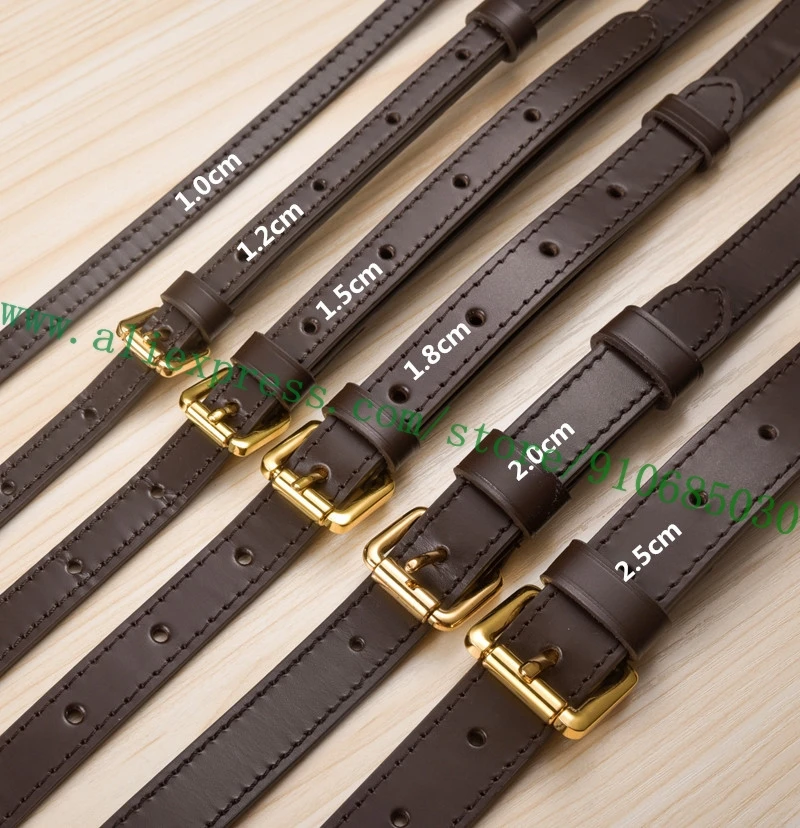 Top Grade Coffee Brown Smooth Calf Leather Shoulder Strap For Designer Women Handbag Lady Brand Shoulder Bag Parts Replacement