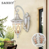 europe retro wall lamps outdoor waterproof led porch lamp e27 bulb replaceable vintage sconce for hallway balcony house white