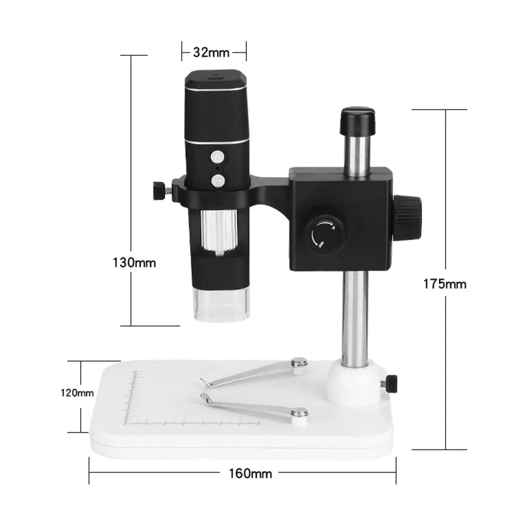 

Wi-Fi Digital Microscope With Adjustable Microscope Stand 8 LED Light Manual Focus Adjustment 500x Magnification no battery in