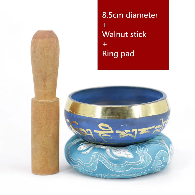 8.5cm x stick x pad Тибетская Поющая чаша набор-Медитация звуковая чаша ручной работы в Непале для заживления и внимательности - Цвет: 8.5cm x stick x pad