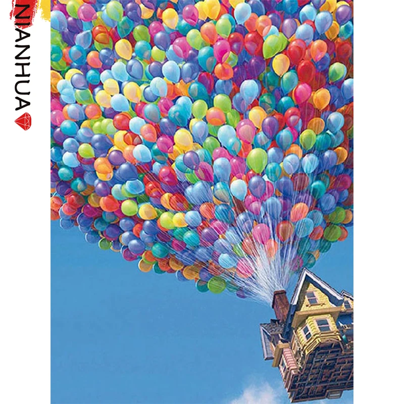 

Diamond Painting Flying Balloon House Cartoon HD Children Mosaic Mural Art Square Circle Photo Embroidery 5D DIY Set Gift Home