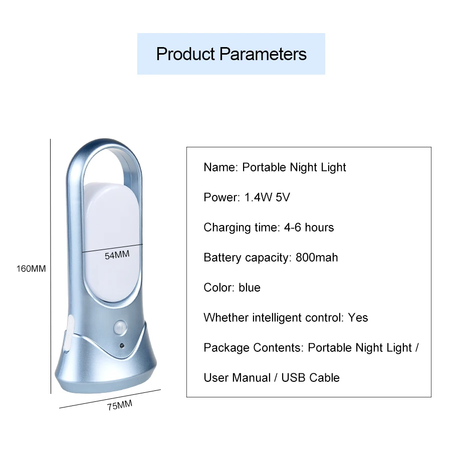 Светодиодный ночник EeeToo с датчиком движения портативный USB зарядкой для