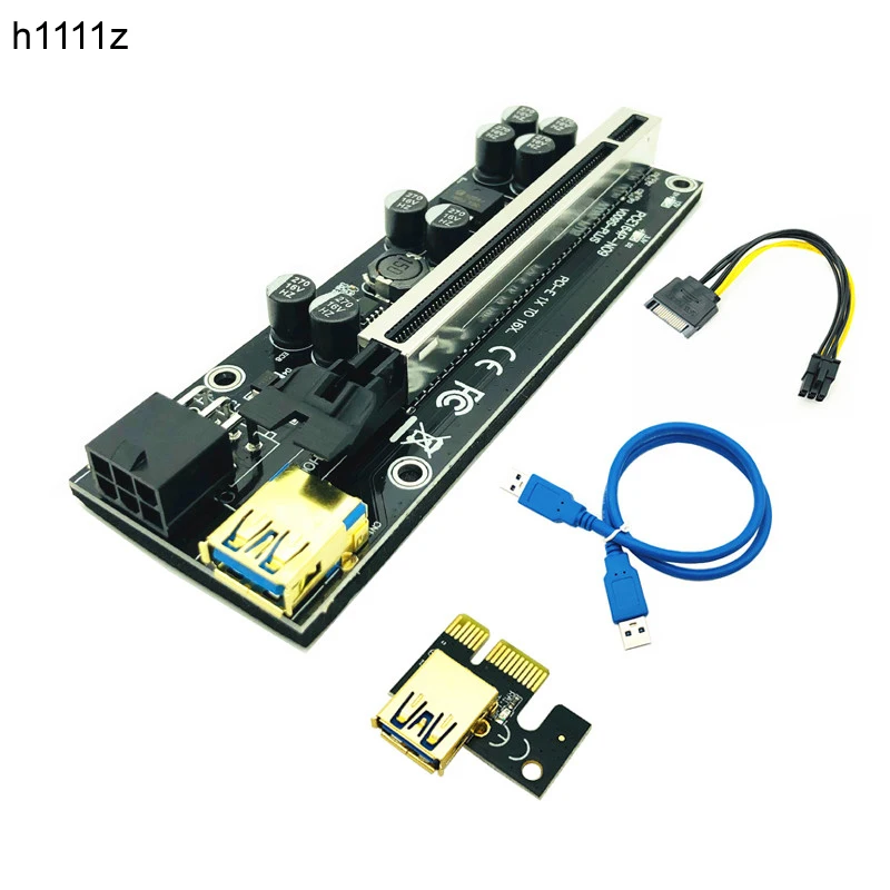 

Райзер PCI-E для майнинга BTC, профессиональный Экспресс-удлинитель 1X 4x 8x 16x, PCI E, USB Райзер 009 GPU 6Pin карта SATA 15pin