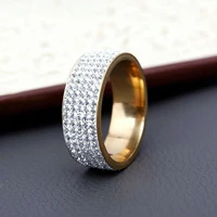 fashion 5 row lines shiny crystal rings trendy wedding band stainless steel ring for anniversary engagement unique jewelry hot