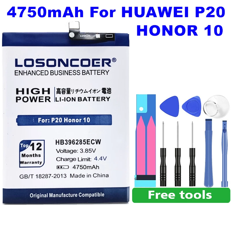 LOSONCOER 4750 мА/ч, HB396285ECW Батарея для huawei P20 для Honor 10 COL-AL00 COL-AL10 COL-TL00 COL-TL10 COL-L29 Батарея~ на