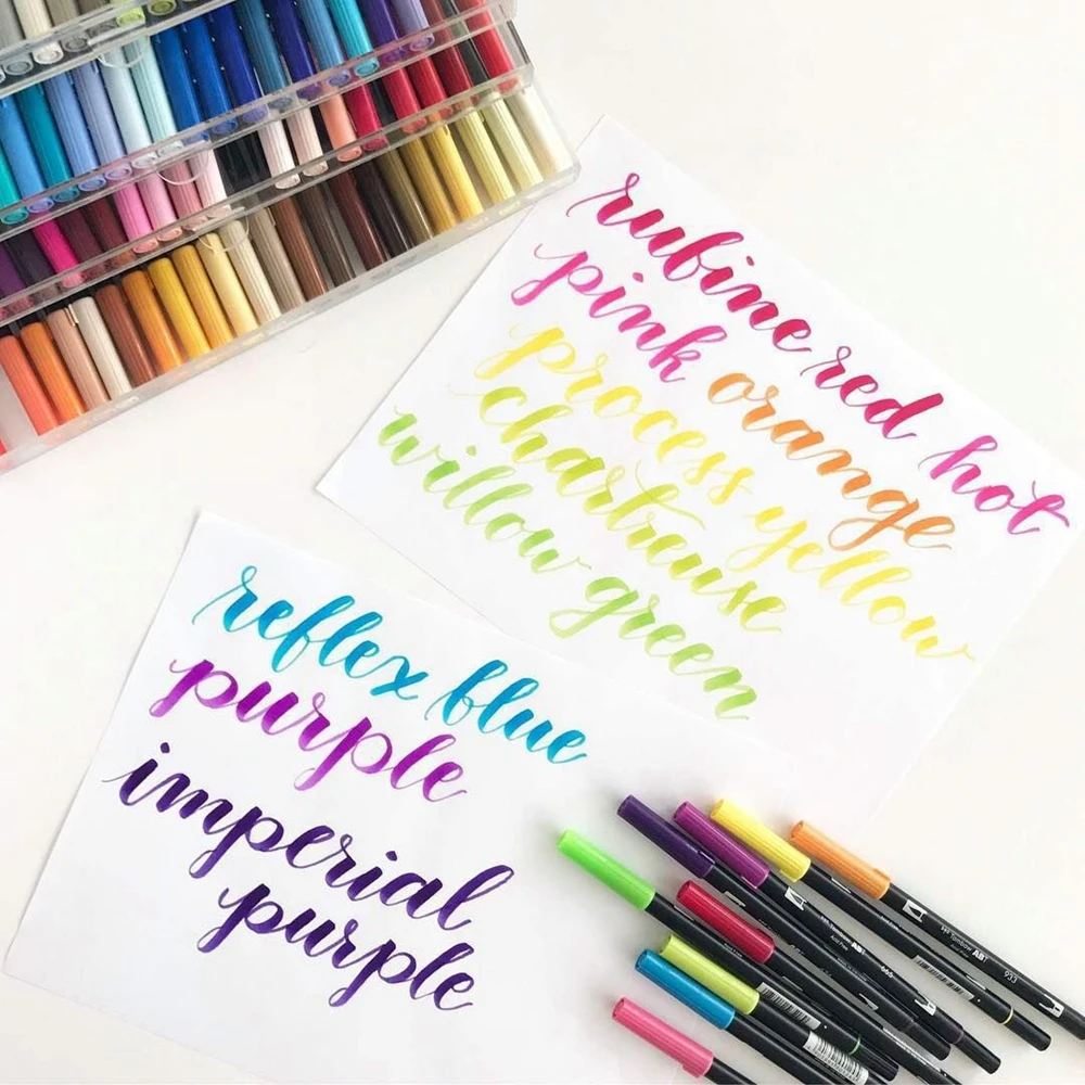 Tombow ABT Dual кисть для рисования каллиграфии набор ручек яркий 10 Pack осветление