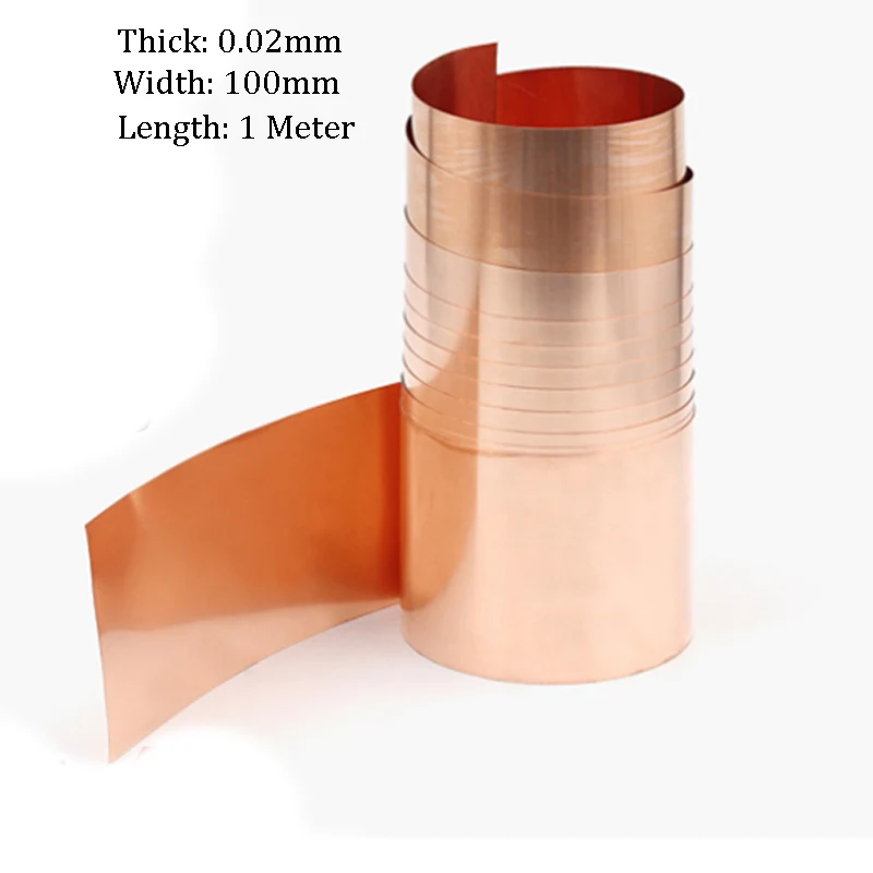 

Thickness 0.02mm x Width 100mm x Length 1000mm 99.9% Pure Copper T2 Cu Metal Sheet Foil Plate Strip 1Pc
