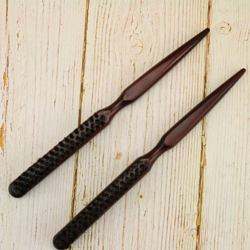 

New Salon Comb Hair Teasing Brush Wooden Handle Back Comb Natural Boar Bristle