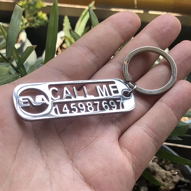 Handmade Custom Keychain For Car Logo Name Stainless Steel Personalized Gift Customized Anti-lost Key Chain Ring DIY Gifts