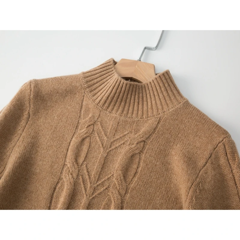black sweater cashmere wool thick brown jumper women clothing turtleneck long sleeve top winter clothes tricot plus size tops za