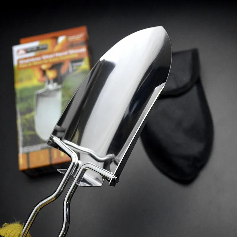 

Boxed cloth cover multifunctional folding shovel stainless steel trumpet gardening shovel portable garden shovel small shovel