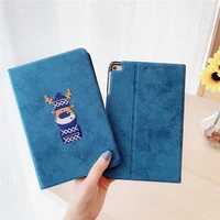 embroidered elk tablet case for ipad air 4 ipad pro 2021 ipad 7th 8th 9 7 10 2 10 5 mini 5 4 3 2 1 case