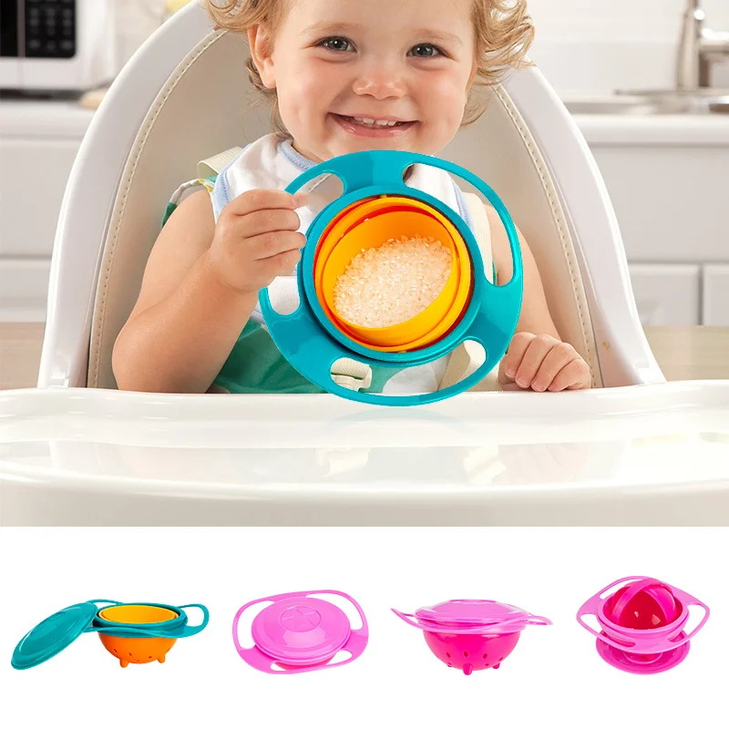 

Magic Bowl 360 Rotate Spill-Proof Infants Toddler Baby Kids Training Feeding Bowl Practice Feeding Spill no spill