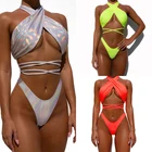 Женский сексуальный комплект бикини, бандажный купальник с пуш-ап, женский купальный костюм, купальник, комплект из двух предметов, пляжная одежда, лето 2020