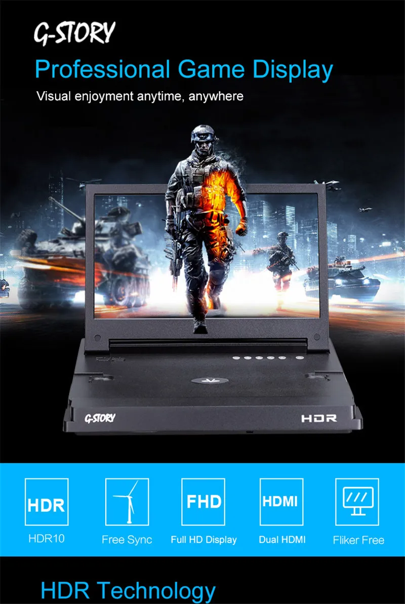G-STORY 11,6 дюймов HDR FHD1080P портативный игровой монитор для ухода за глазами для PS4 Pro со встроенным мультимедийным стерео динамиком FreeSync