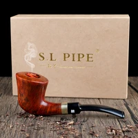 %e2%96%82%ce%be smoker bent type smoking pipes briar pipe handmade with copper ring design classic shape fit 9mm filters gift set free ship