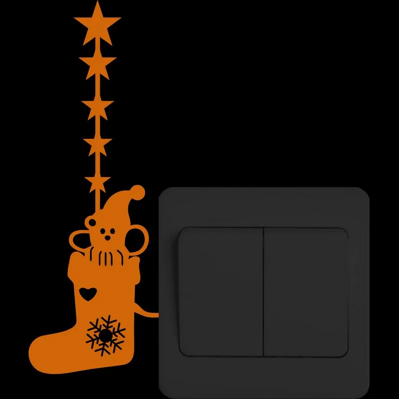 Милые Мультяшные рождественские носки светящиеся наклейки с переключателем