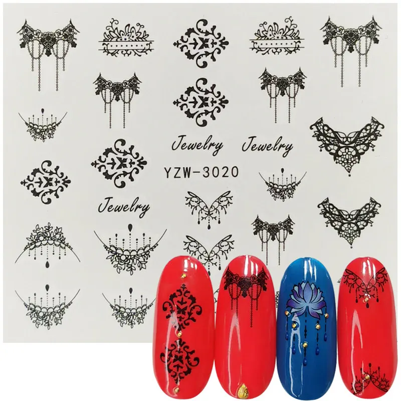

1pcs Nail Water Transfer Sticker Linear Flower Pattern Nail Art Decorations Slider For Nail Manicure Watermark Foils