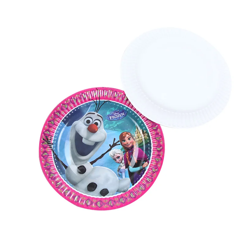8pcs Plate 7in Новые предметы для вечеринки принцессы Эльзы и Анны, тарелки, чашки с воздушными шариками для девочек, друзей, дня рождения, семейные вечерние декорации, одноразовая посуда - Color: 8pcs Plate 7in