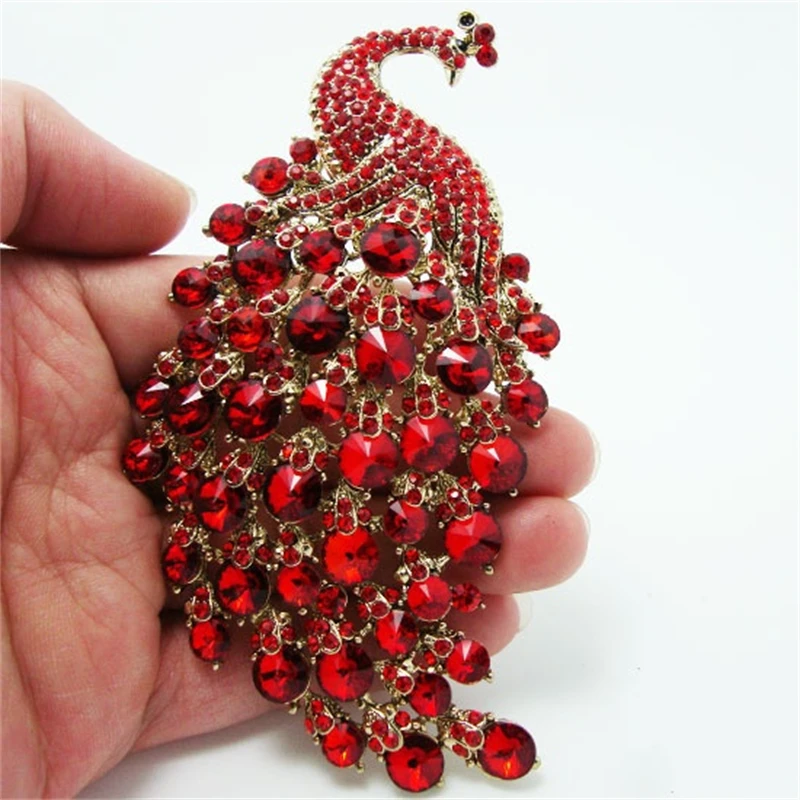 Rhinestones Peacock Brooches for Women's Luxury Clothing Accessories Elegant Banquet Wedding Jewelry Female Pin