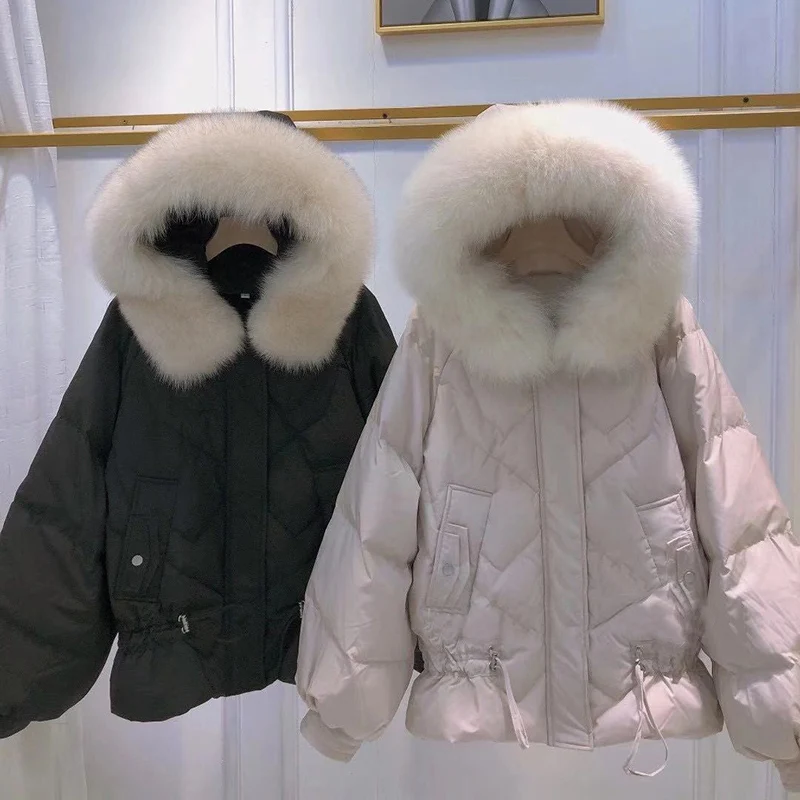 Белый пуховик на утином пуху для женщин зимние комбинезоны куртки 2021 зима