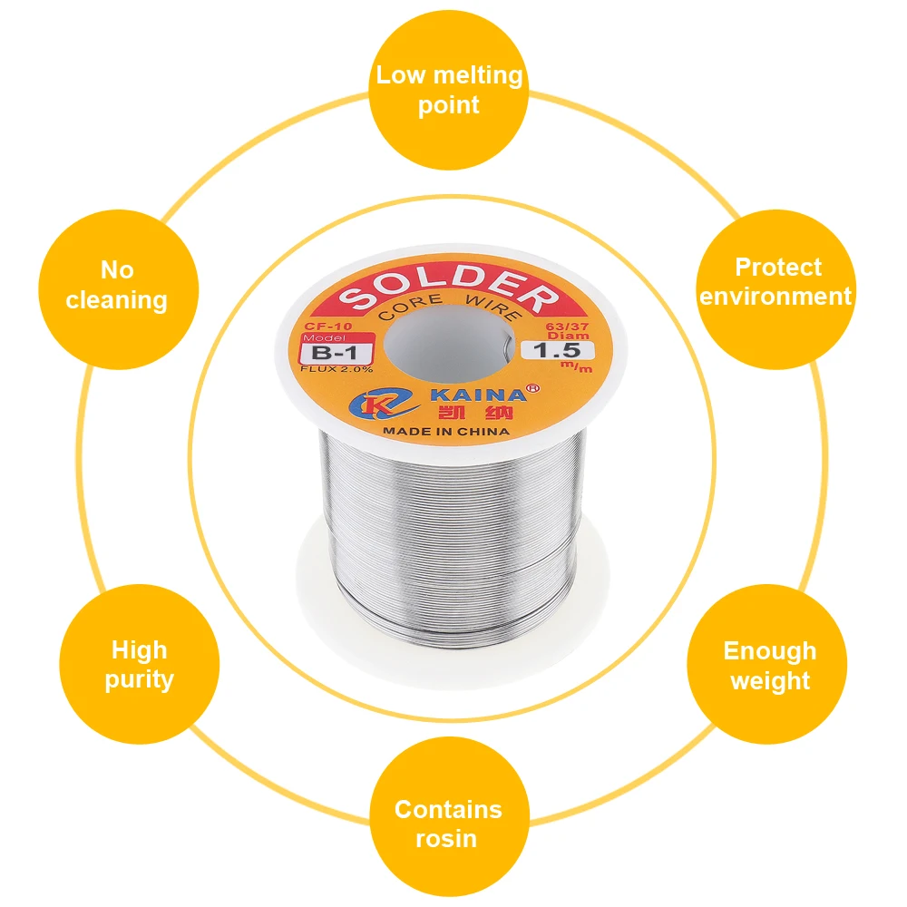 Оловянная проволока для припоя с тонким сердечником 63/37 B 1 350 г 0 6 мм 2 2% флюс