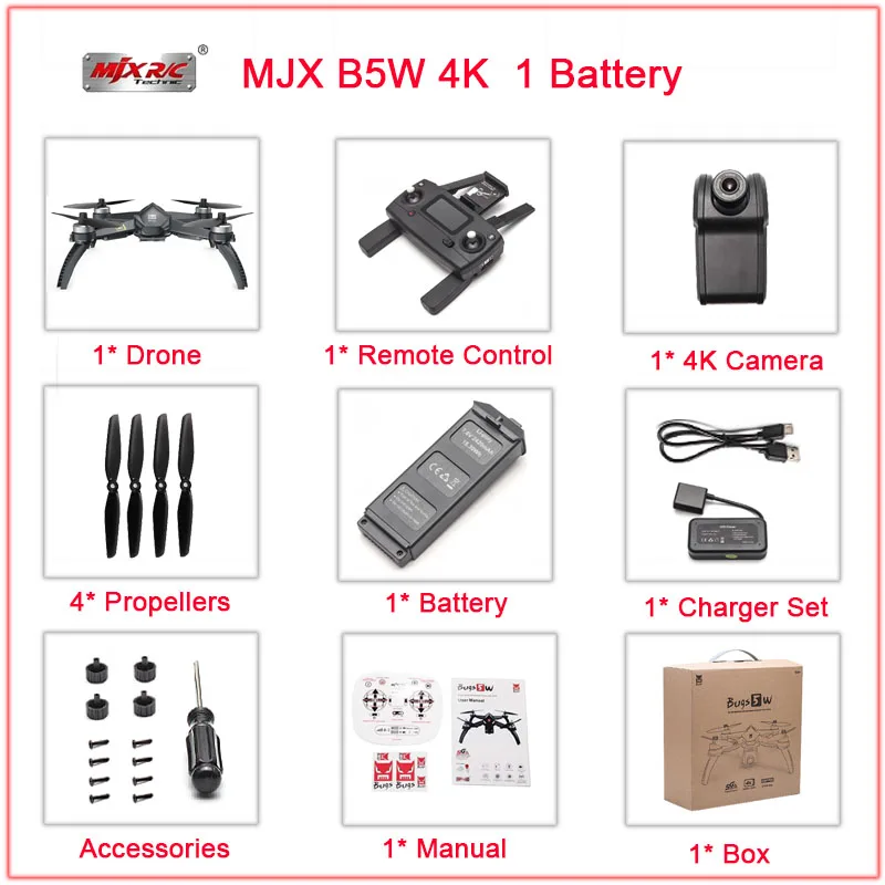4K-1B Профессиональный бесщеточный двигатель gps Дрон MJX B5W Дроны с камерой HD 4K 5G wifi FPV камера RC Helicopte Квадрокоптер 20 минут полета - Цвет: 4K-1B