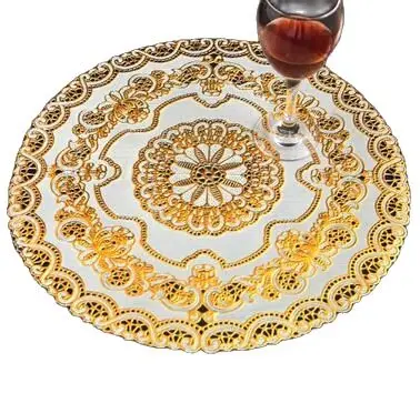Современный с кружевом и ПВХ Цвета: золотистый пластиковый стол место коврик