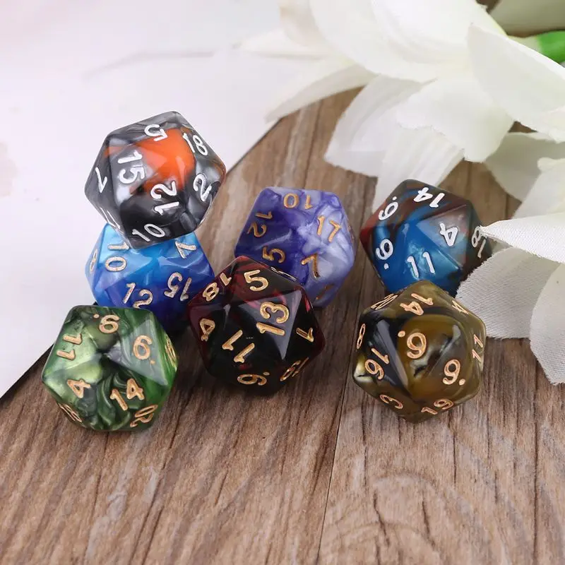 

E5BD 7pcs D20 Polyhedral Muti-sided Dice Numbers Dials Table Board Role Playing Game for Bar Pub Club Party