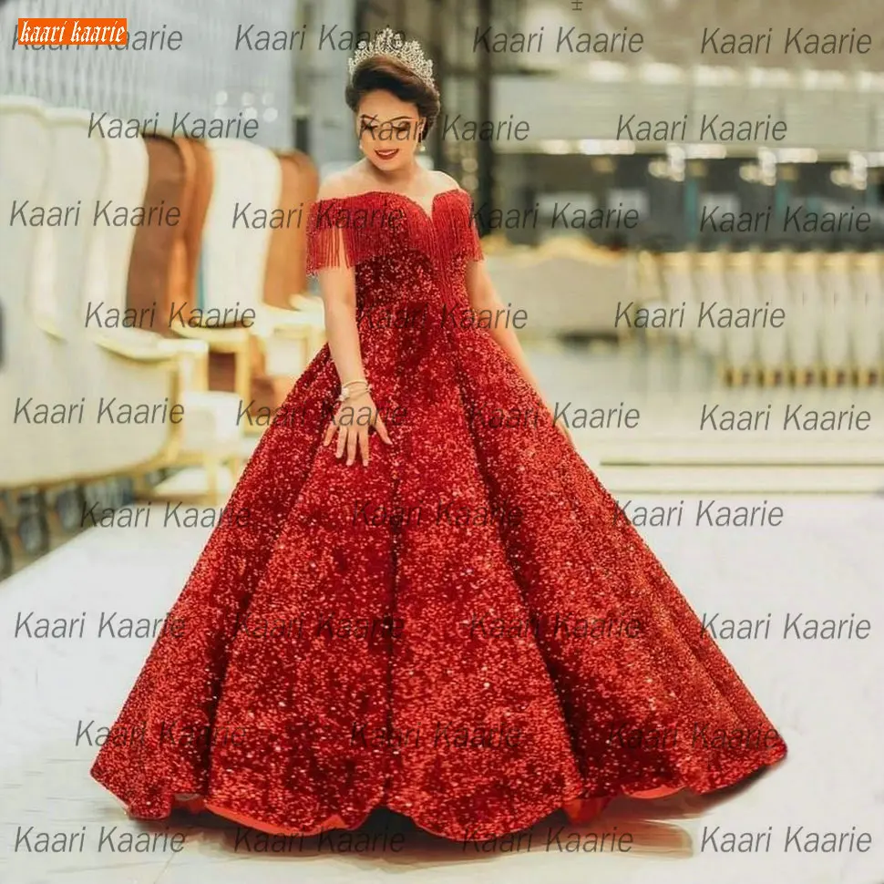 

Arabic Red Wedding Dresses Lace Up Beading 2021 Vestido De Novia Women Corset Reflective Bridal Gowns Custom Made Robe De Mariée