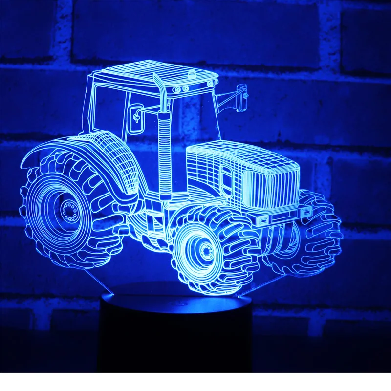 

New 3D LED Night Light Dynamic Tractor Come Car with 7 Colors Light for Home Decoration Lamp Amazing Visualization Optical