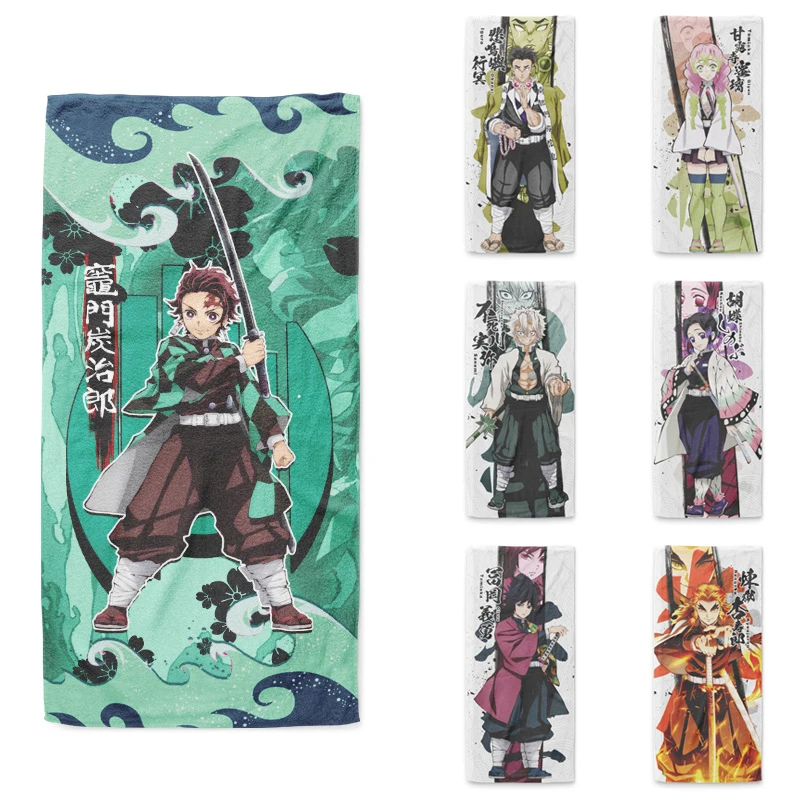 

Devil'S Blade Full-Color Absorbent Towel Demon Slayer'S Blade Tanjirou You Bean Cotton Bath Towel Face Towel 2021 Dropshipping