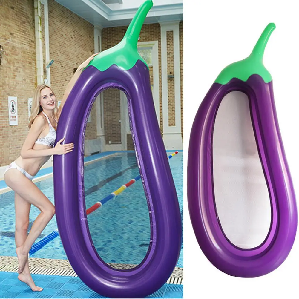 

Pool Float Iatable Eggplant Shape Floats Raft Giant Eggplant With Net Floating Row Air Cushion Swimming Pool Ring Water Bed