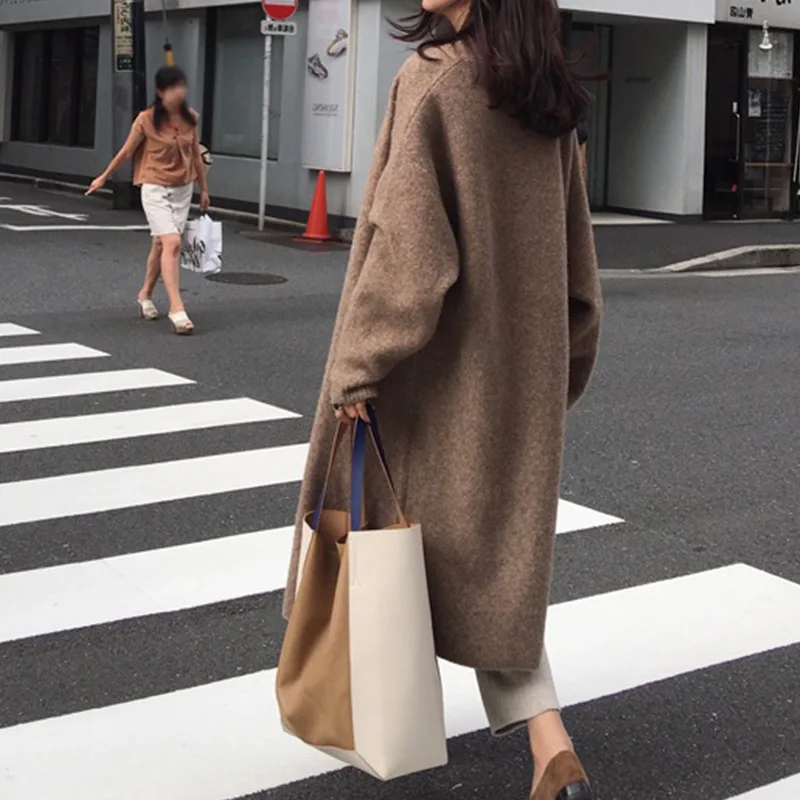 Women's Knitted Cardigan Coat Autumn Oversize Solid Long Sweaters Carigans Women 2019 Winter Korean Open Stitch Sweater Female |