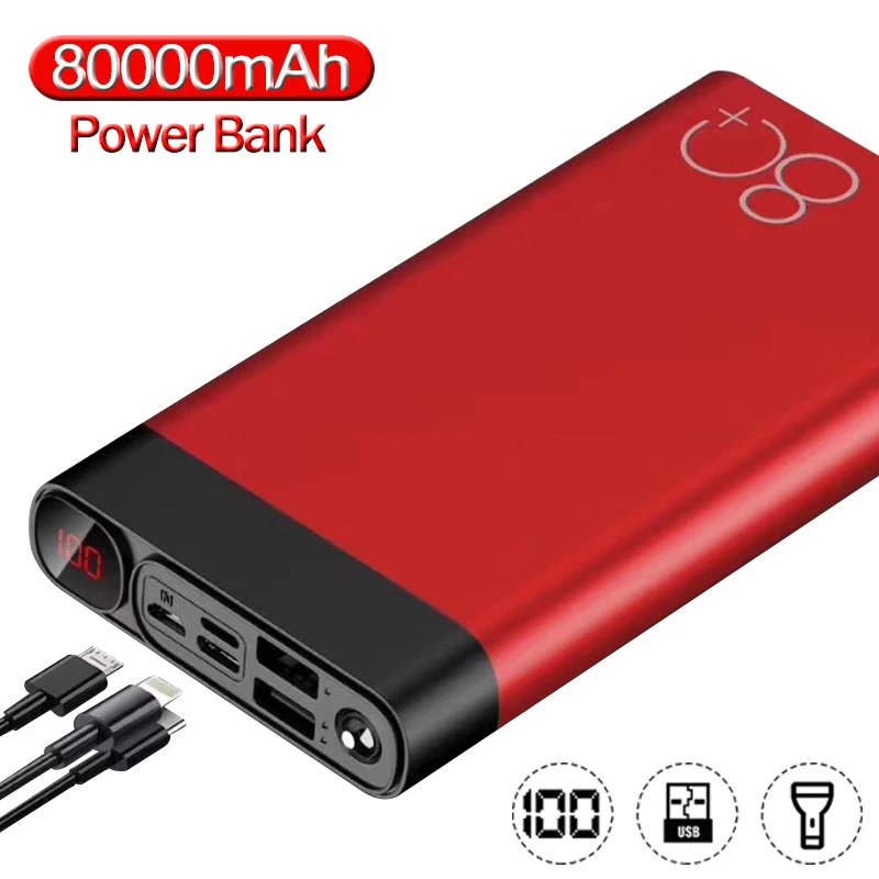 80000mAh внешний аккумулятор большой емкости портативное зарядное устройство для