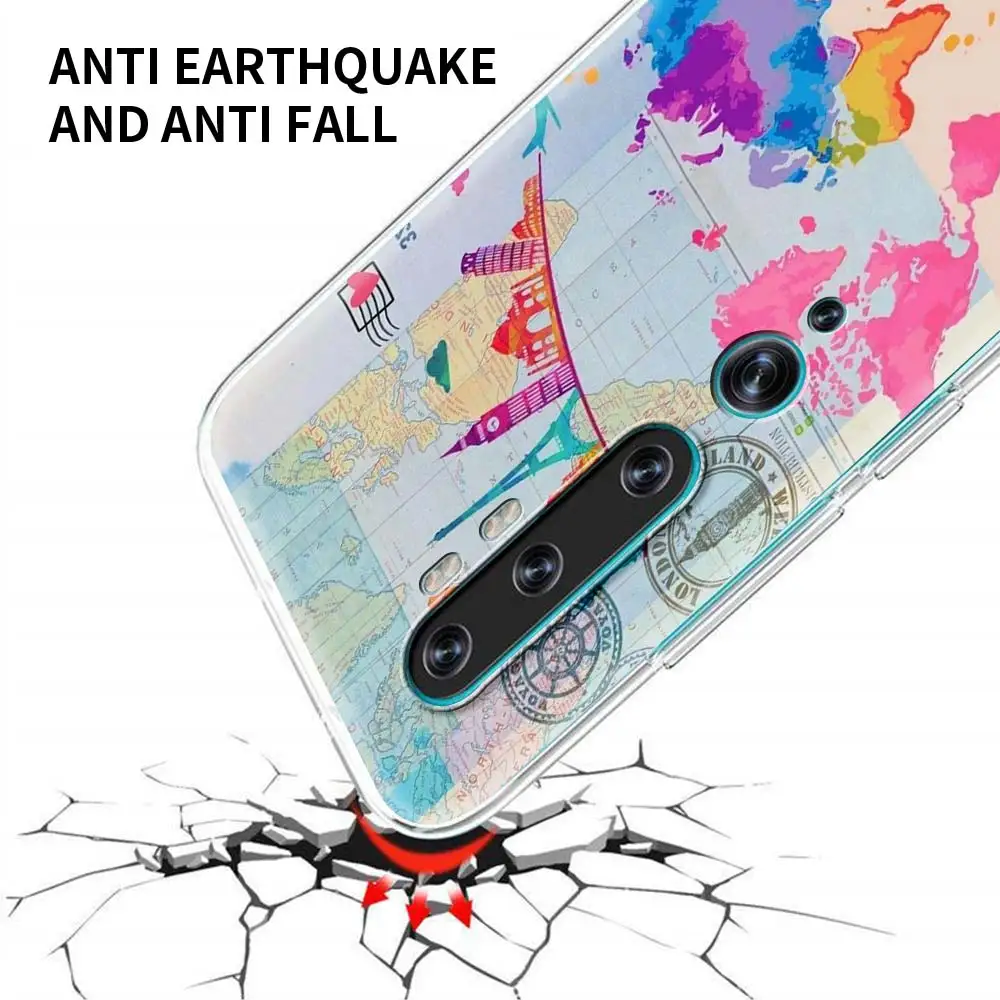 World Map Travel Soft Phone Case for Xiaomi Mi Note 10 A2 8 10T Lite Pro 5G 9T CC9 CC9E Poco X2 C3 X3 Cover Shell | Мобильные