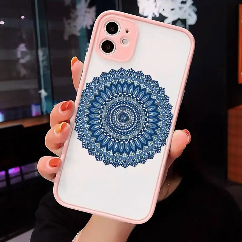 

Mandala Lace Flower Phone Cases matte transparent For iphone 7 8 11 12 plus mini x xs xr pro max cover