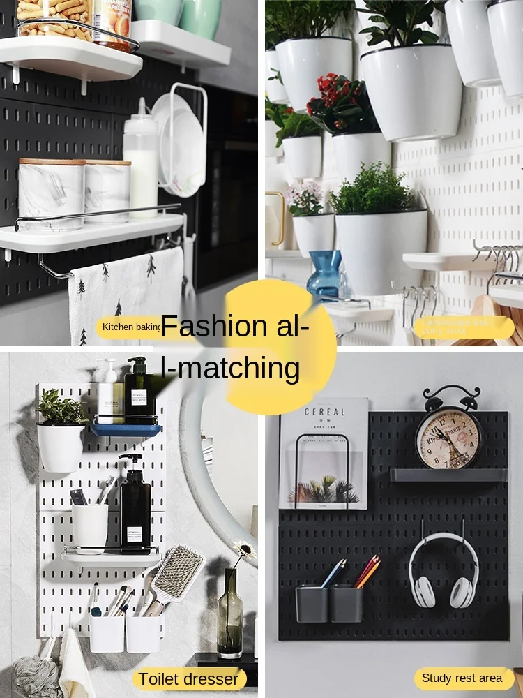 

Kitchen Rack Wall-Mounted Wire-Wrap Board Storage Rack Multi-Functional Storage Tool