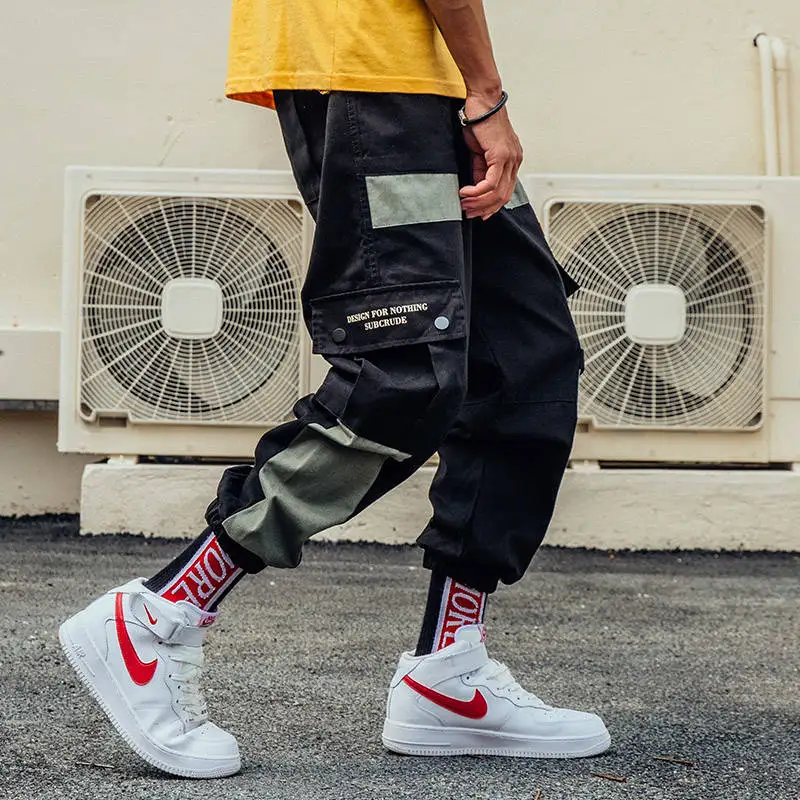 

2019 Pockets Cargo Pants Men Color Patchwork Casual Jogger Fashion Tactical Trousers Tide Harajuku Streetwear Autumn Pants