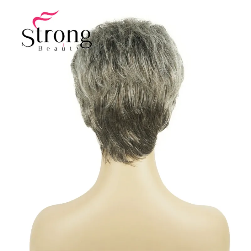 StrongBeauty короткие синтетические волосы парик блонд с серебристыми полными