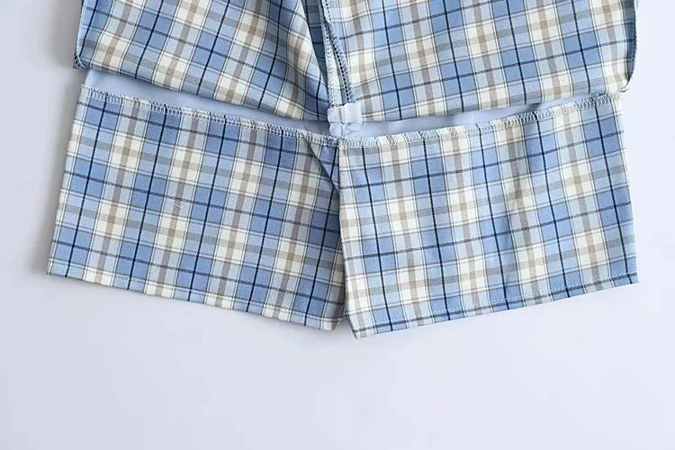 

Women Split Details Plaid Mini Skirt with Under Shorts Mini Skort In Check