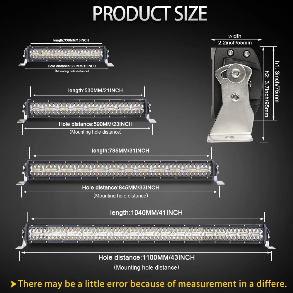 CO LIGHT 42 дюймов 3 ряда Led Light 4x4 внедорожный бар 780 Вт Стробоскопическая Светодиодная лампа для авто 4WD грузовик ATV 12 в 24 в трейлер рабочие огни 12 в 24 В