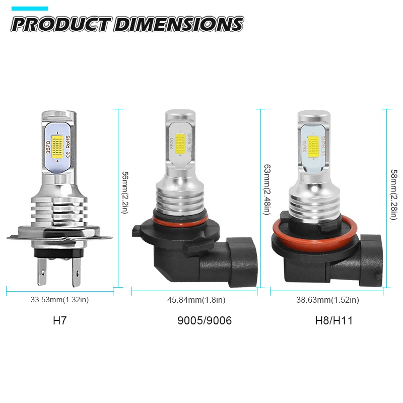 Пара автомобилей Мини светодиодный туман светильник лампы H7 H8 H11 HB3 9005 HB4 9006 1000LM DRL